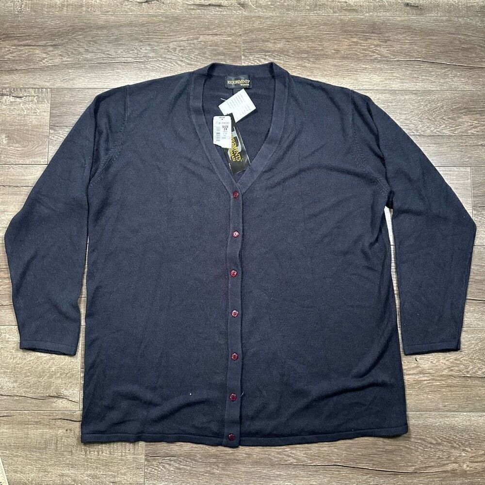 Requirements Women’s Size 2X Button Down Knit Cardigan Sweater Blue Casual NWT